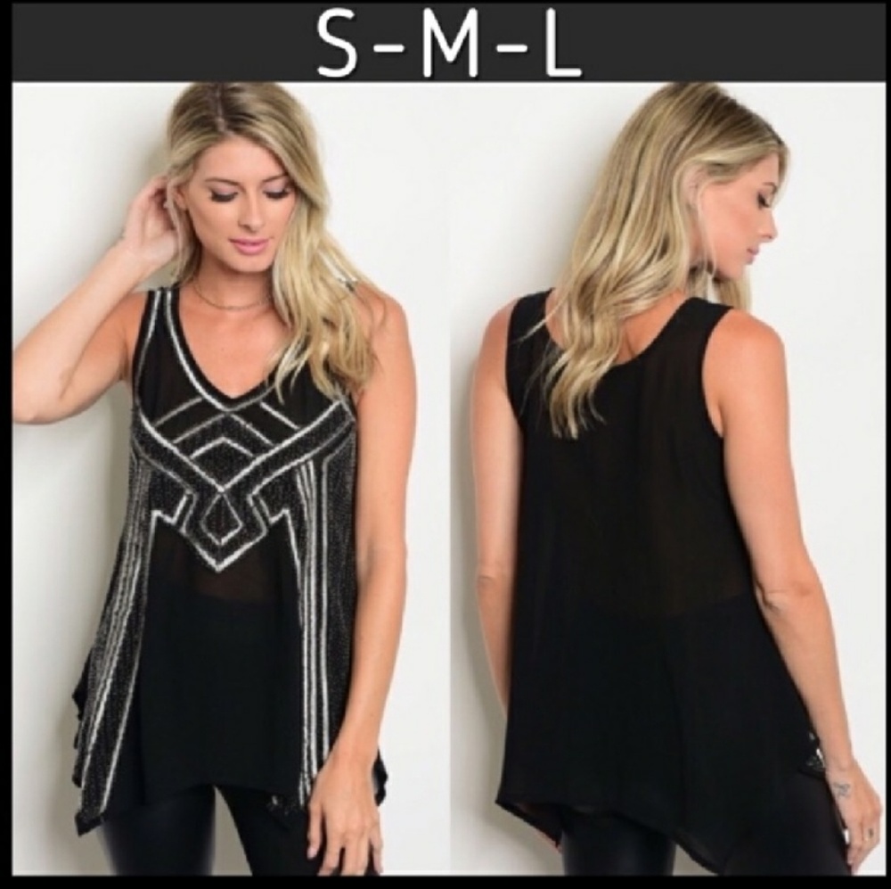 🖤 Black & Silver Beaded Top 🖤